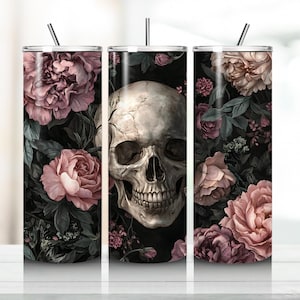 10 Bundle Gothic Skull & Rose Tumbler Wrap, Straight Skinny Tumbler Wrap, Sublimation PNG,Digital Download, 20 oz Sublimation Tumbler Design