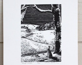 Winter Landscape Engraving