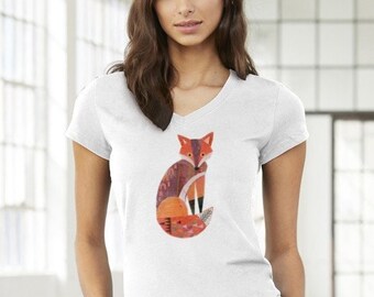 Womens Fox V-Neck T-shirt