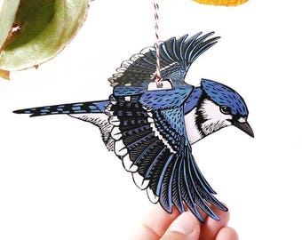 Bluejay Bird Mobile, arte de papel, artesanía diy, artesanía de papel, artesanía de pájaros, artesanía para niños, móvil para bebés