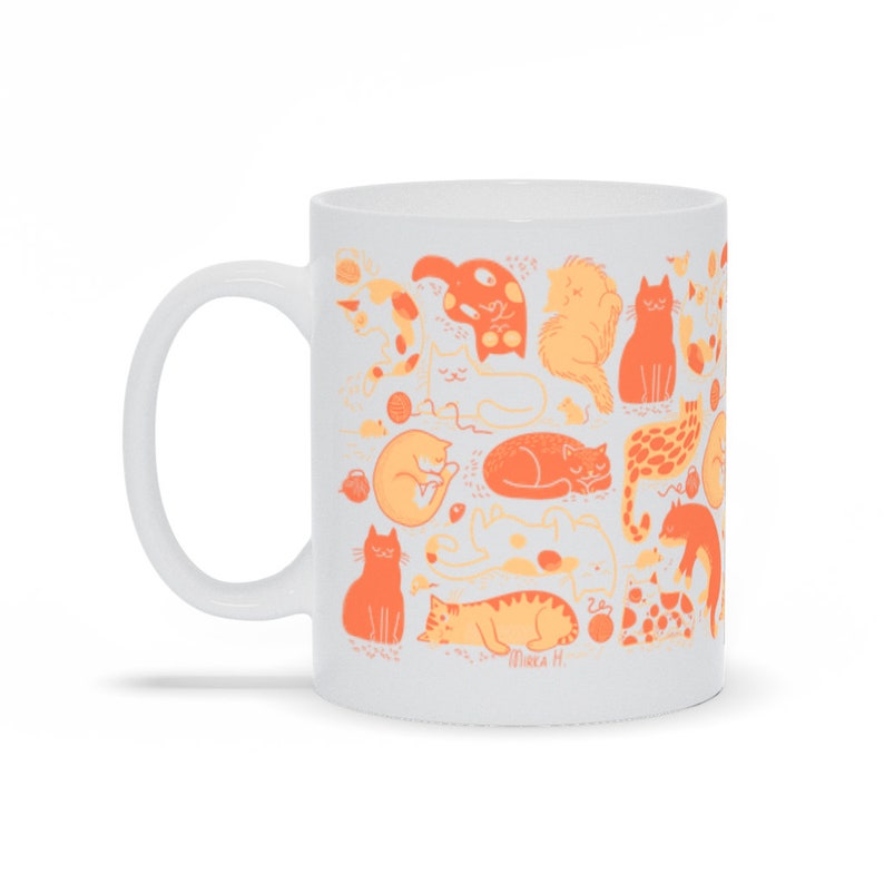 Taza de gatos soñolientos, taza de gato naranja, taza de gato, regalo de amante de los gatos, dama loca del gato, dama del gato, taza de papá gato, taza de gato divertido, taza de café de gato naranja imagen 7