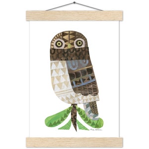 Owl Collage Print with Wood Hanger image 3
