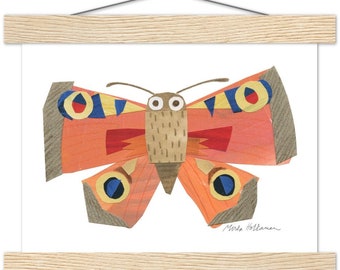 Peacock Butterfly Collage Print & Hanger