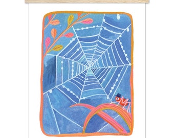 Spiderweb Gouache Painting Print & Hanger