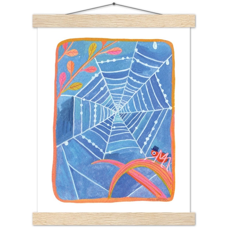 Spiderweb Gouache Painting Print & Hanger 27x35 cm / 11x14″
