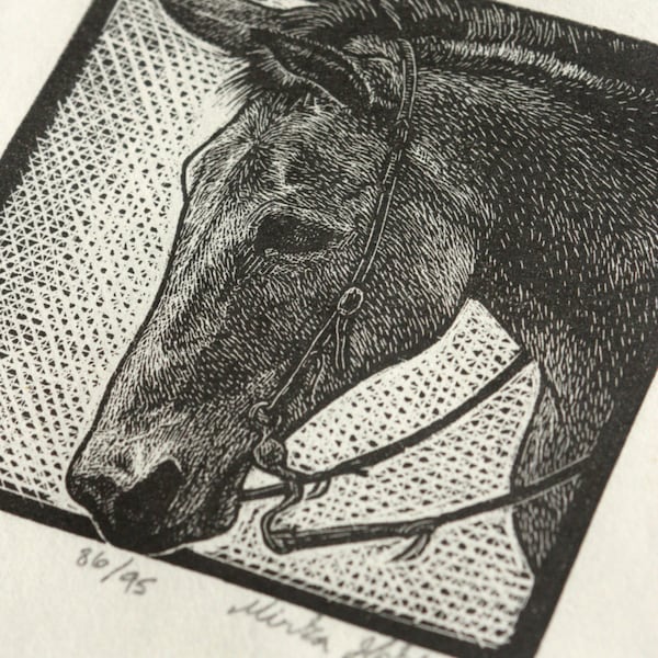 Western Mule Print - Country Decor - Mule Print - Original Wood Engraving