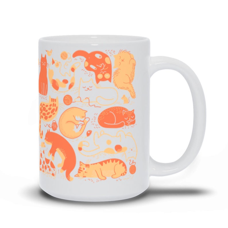 Taza de gatos soñolientos, taza de gato naranja, taza de gato, regalo de amante de los gatos, dama loca del gato, dama del gato, taza de papá gato, taza de gato divertido, taza de café de gato naranja imagen 1