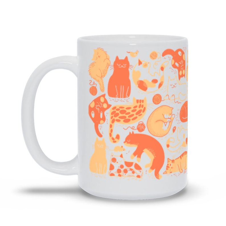 Taza de gatos soñolientos, taza de gato naranja, taza de gato, regalo de amante de los gatos, dama loca del gato, dama del gato, taza de papá gato, taza de gato divertido, taza de café de gato naranja imagen 4