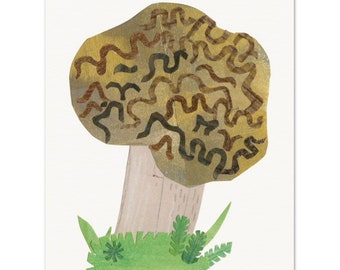 Mushroom Collage Print, Fungi Art