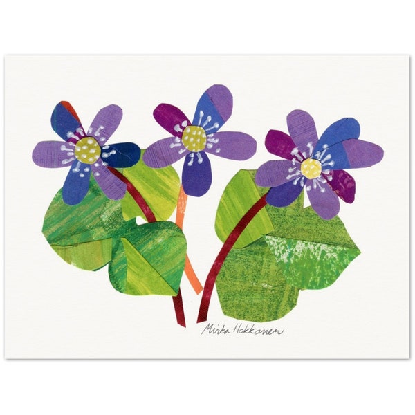 Liverwort Flower Collage Print