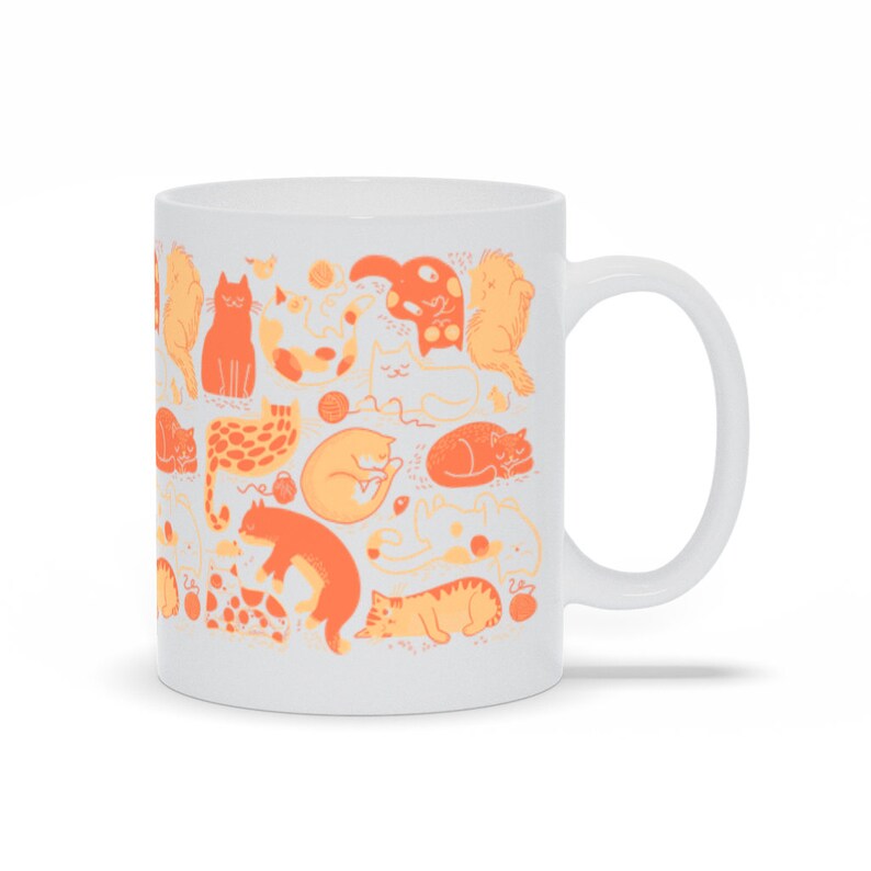 Taza de gatos soñolientos, taza de gato naranja, taza de gato, regalo de amante de los gatos, dama loca del gato, dama del gato, taza de papá gato, taza de gato divertido, taza de café de gato naranja imagen 8