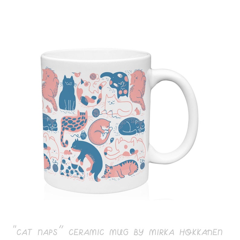 Sleepy Cats Mug Pink Cat Mug Cat Cup Cat Lover Gift Crazy image 1