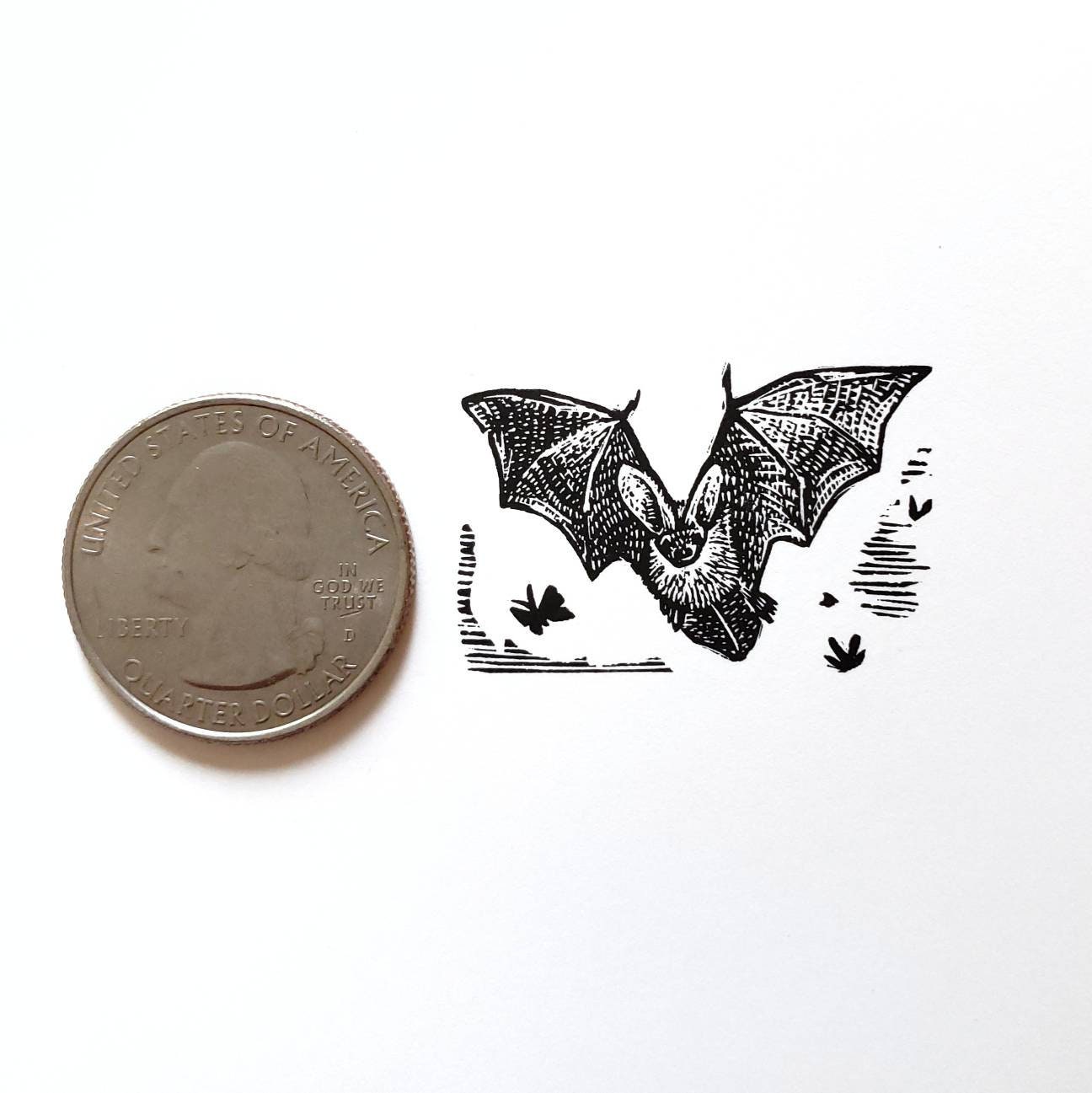 Bat Engraving - Original Print - Bat Gift - Bat Art - Tiny Bat Print - Etsy