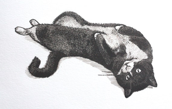 Cat Artwork Homedecor - Engraving - Artwork - Original Print