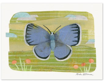 Schmetterling Collage Print, Schmetterling Kunst