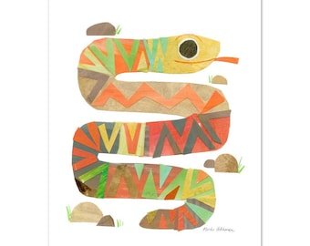 Snake Collage Print with Hanger