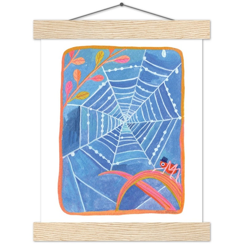 Spiderweb Gouache Painting Print & Hanger 20x25 cm / 8x10″