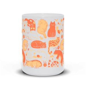 Taza de gatos soñolientos, taza de gato naranja, taza de gato, regalo de amante de los gatos, dama loca del gato, dama del gato, taza de papá gato, taza de gato divertido, taza de café de gato naranja imagen 3