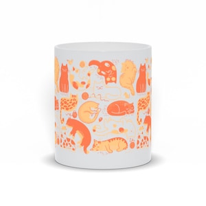 Taza de gatos soñolientos, taza de gato naranja, taza de gato, regalo de amante de los gatos, dama loca del gato, dama del gato, taza de papá gato, taza de gato divertido, taza de café de gato naranja imagen 6