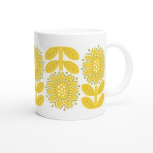 Yellow Retro Flower Mug, Nordic Design Cup image 10