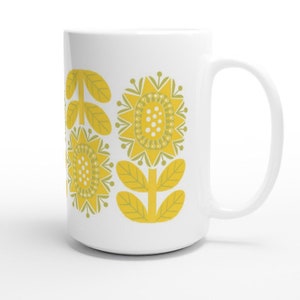 Yellow Retro Flower Mug, Nordic Design Cup image 8