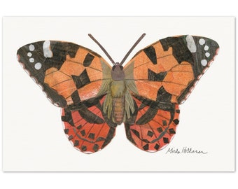 Gemalte Dame Schmetterling Collage Print