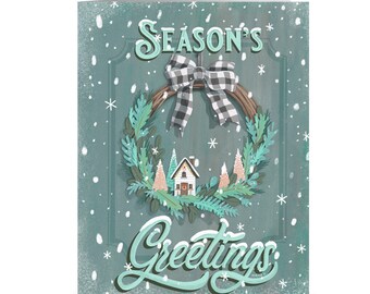 Holiday Front Door Wreath Christmas Card