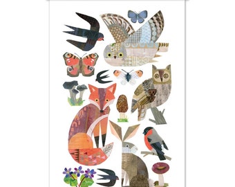 Nordic Animals Collage Print & Hanger