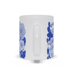 Blue Flower Mug, Nordic Design Mug, Retro Flowers Cup image 7