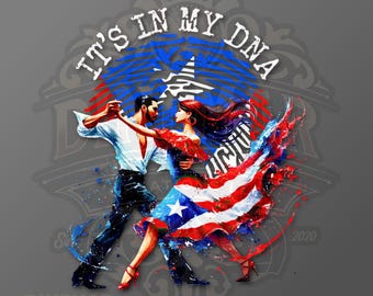 Puerto Rico Pride Digital |  In My DNA Shirt Vibrant | Puerto Rican Culture Art   | Print Download | Puerto Rico Clipart | Boricua Design