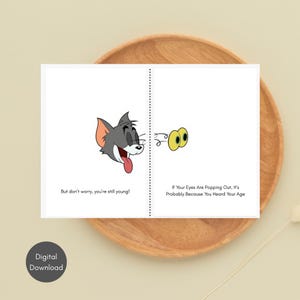 Cartão de aniversário engraçado do Tom, Saudação de aniversário, Aniversário humorístico, Cartão de desenho animado engraçado, Cartão de aniversário exclusivo, Cartão digital personalizado
