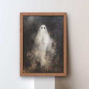 Ghost Art Print - Moody Gothic Halloween Wall Decor - Haunted Spirit Painting - Dark Horror Aesthetic Canvas - Spooky Home Gift