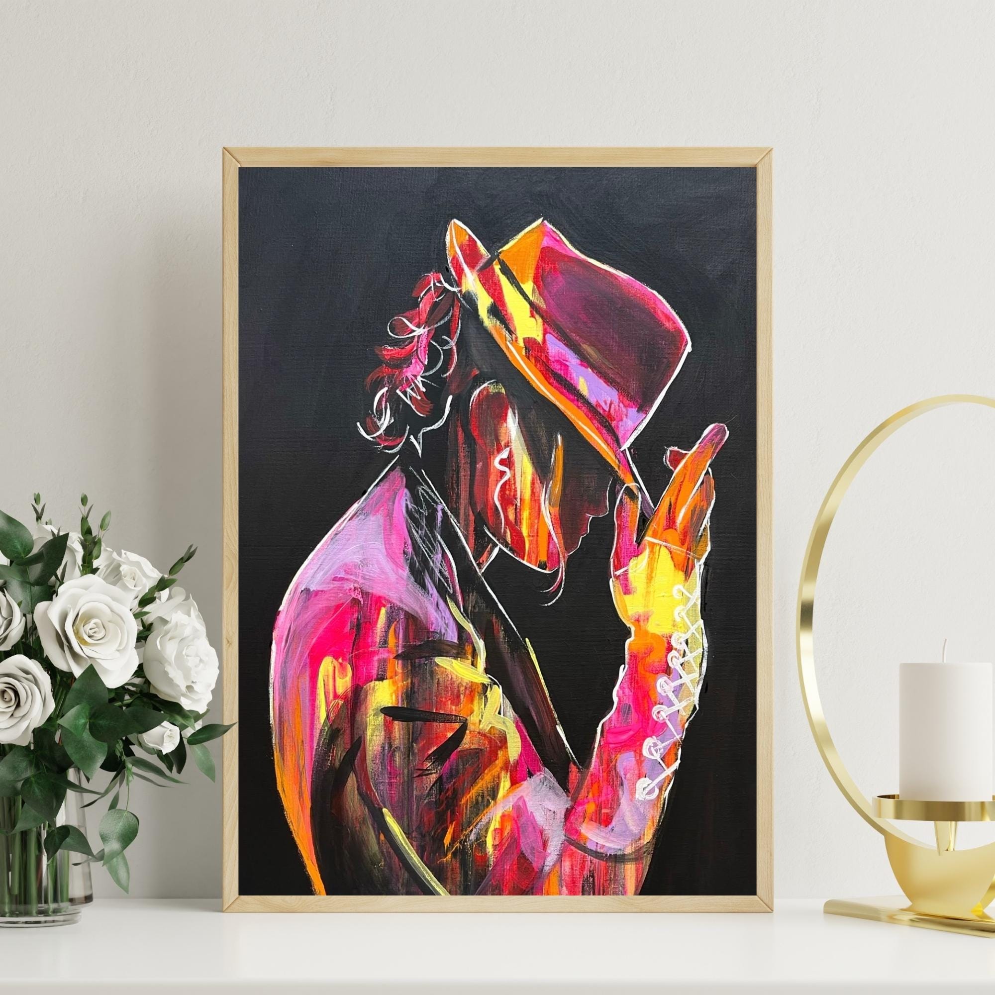 Colorful Michael Jackson Wall Art – Iconic Pop Star Canvas