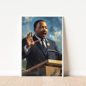Colorful Martin Luther King Jr. Wall Art – Inspirational Civil Rights Speech Canvas, Bold African American Leader Poster,Black History Decor