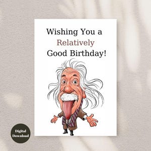 Tarjeta de felicitación de cumpleaños divertida de Albert Einstein, regalo para historia, ciencia, física, teoría, tarjeta de felicitación educativa, tarjeta de humor