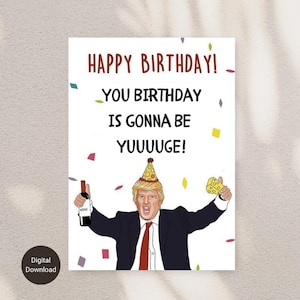 Grappige verjaardagskaart troef, afdrukbare troef, verjaardagsgroet troef, politieke humor verjaardagskaart, cadeau voor papa, digitale download