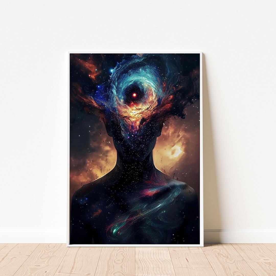 Galaxy Mind Canvas Art | Abstract Human Body With Cosmic Head