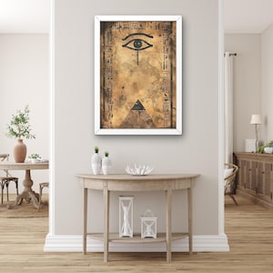 Eye of Horus Wall Art | Ancient Egypt Pyramid Print | Esoteric Mystic Decor | Vintage Egyptian Canvas, Spiritual Decor, Modern Wall Decor