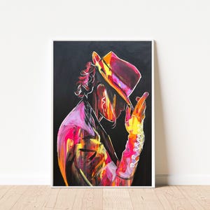 Colorful Michael Jackson Wall Art – Iconic Pop Star Canvas – Modern Music Legend Decor – Bold Music Lover Gift, MJ Fan Gift, Pop Music Decor