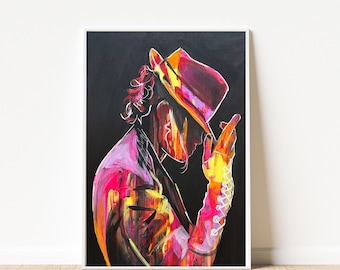 Colorful Michael Jackson Wall Art – Iconic Pop Star Canvas – Modern Music Legend Decor – Bold Music Lover Gift, MJ Fan Gift, Pop Music Decor