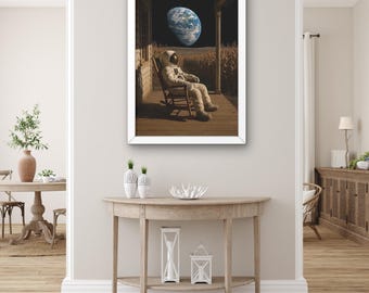 Astronaut auf Leinwand | Surreale Weltraum Kunst