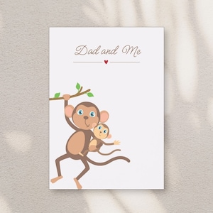 Cartão Pai e Eu - Design de Macaco Adorável para o Dia dos Pais e Aniversário, Presente de Dia dos Pais, Cartão de Filhos para o Pai, Cartão de Pai Único