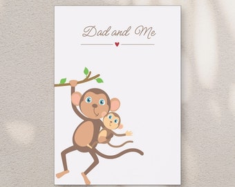 Monkey Dad and Me Card – Father's Day Gift (PDF, JPEG)
