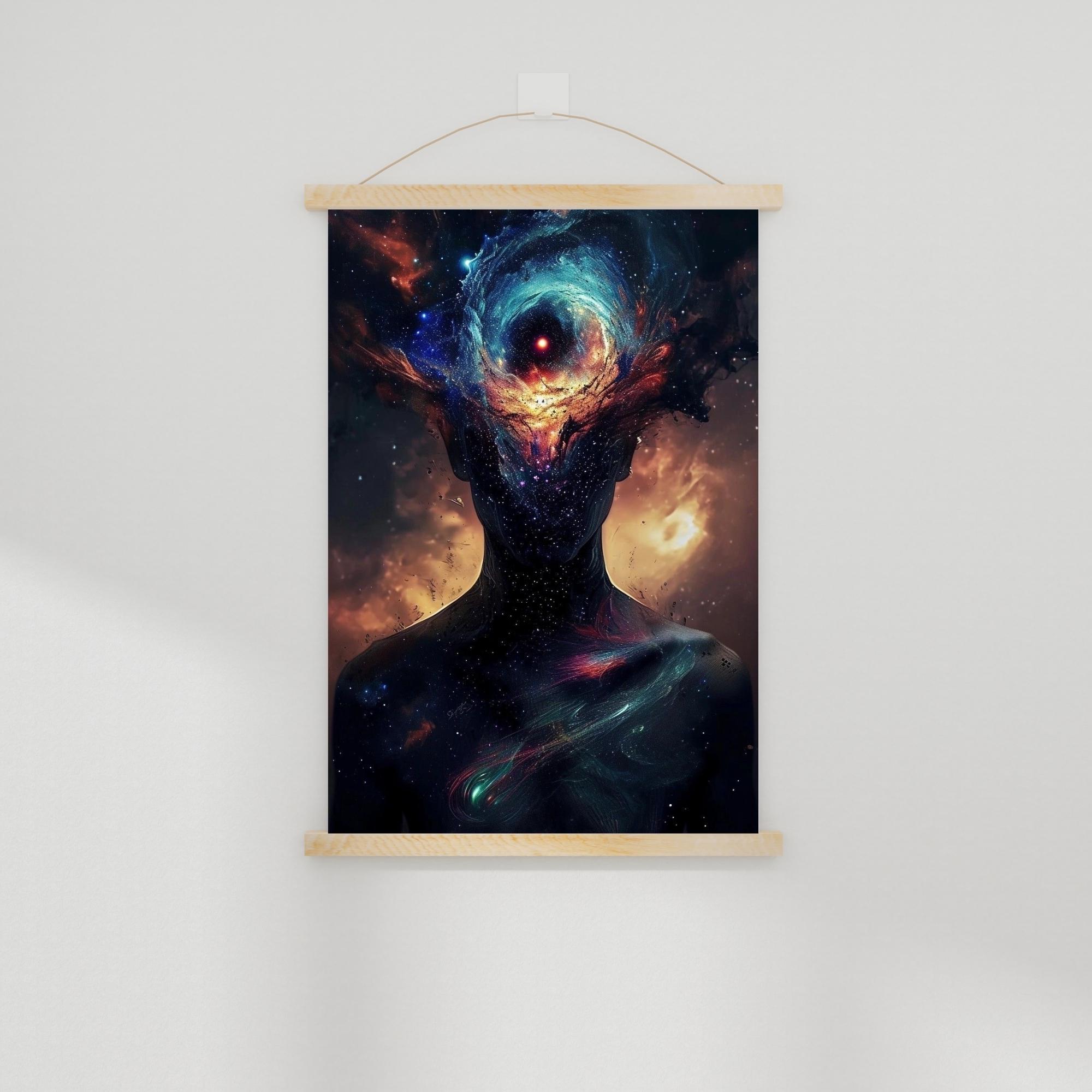 Galaxy Mind Canvas Art | Abstract Human Body With Cosmic Head