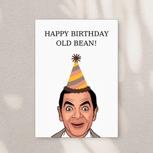 Divertente biglietto di auguri di Mr. Bean, regalo di compleanno per la famiglia e gli amici, biglietto di auguri Mr. Bean con umorismo unico, download digitale immediato, saluto Mr. Bean