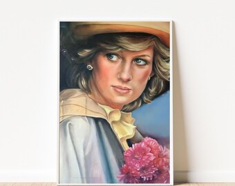 ダイアナ妃の肖像画アートプリント – 大胆な水彩画によるエレガントな