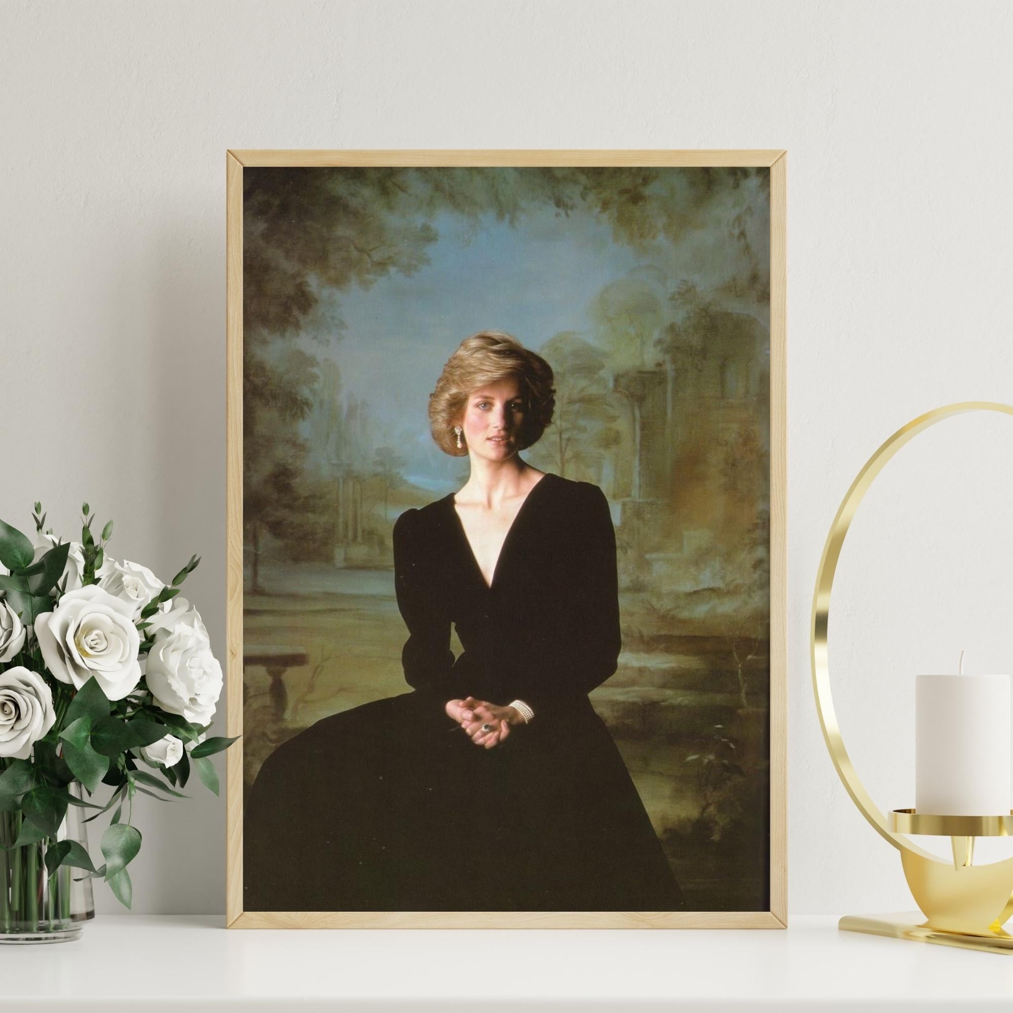 Vintage Princess Diana Portrait – Royal Icon Canvas Wall Art