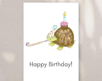 Funny Turtle Birthday Card, Animal Birthday, Family-Friend Gift, Humor-Cute Birthday Card, Printable Birthday, Birthday Greeting Card