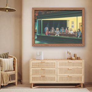 Moderne Nighthawks Parodie Leinwand - Popkultur Barszene Wandkunst - Retro Diner Gemälde - Lustiger Nachtcafé Druck für die Inneneinrichtung