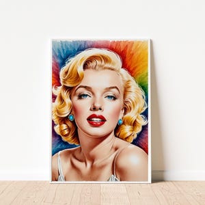 Colorful Marilyn Monroe Face Canvas – Iconic Pop Art Wall Print – Bold Retro Portrait – Glamorous Hollywood Star Decor – Gift for Fans